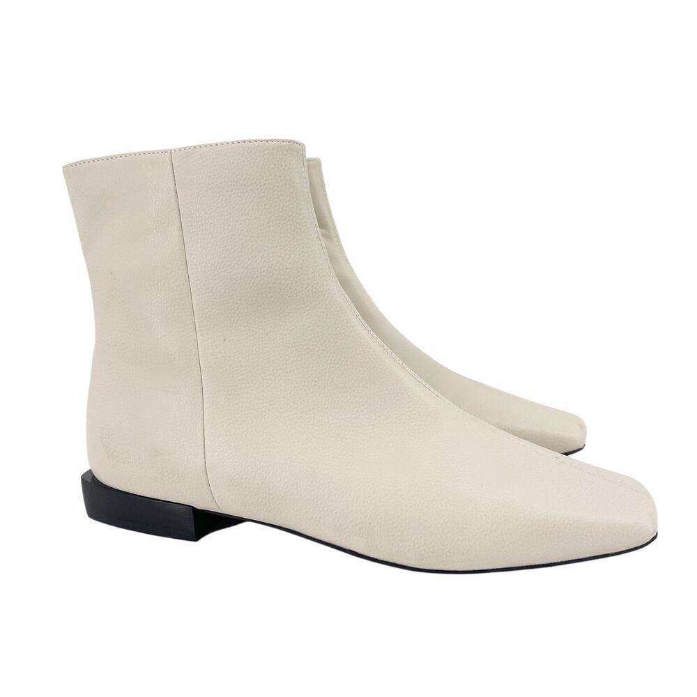 Linea PAOLO Rad Ivory Ankle Boot Square Toe Low Heel Womens Size 9.5 Winter Fit